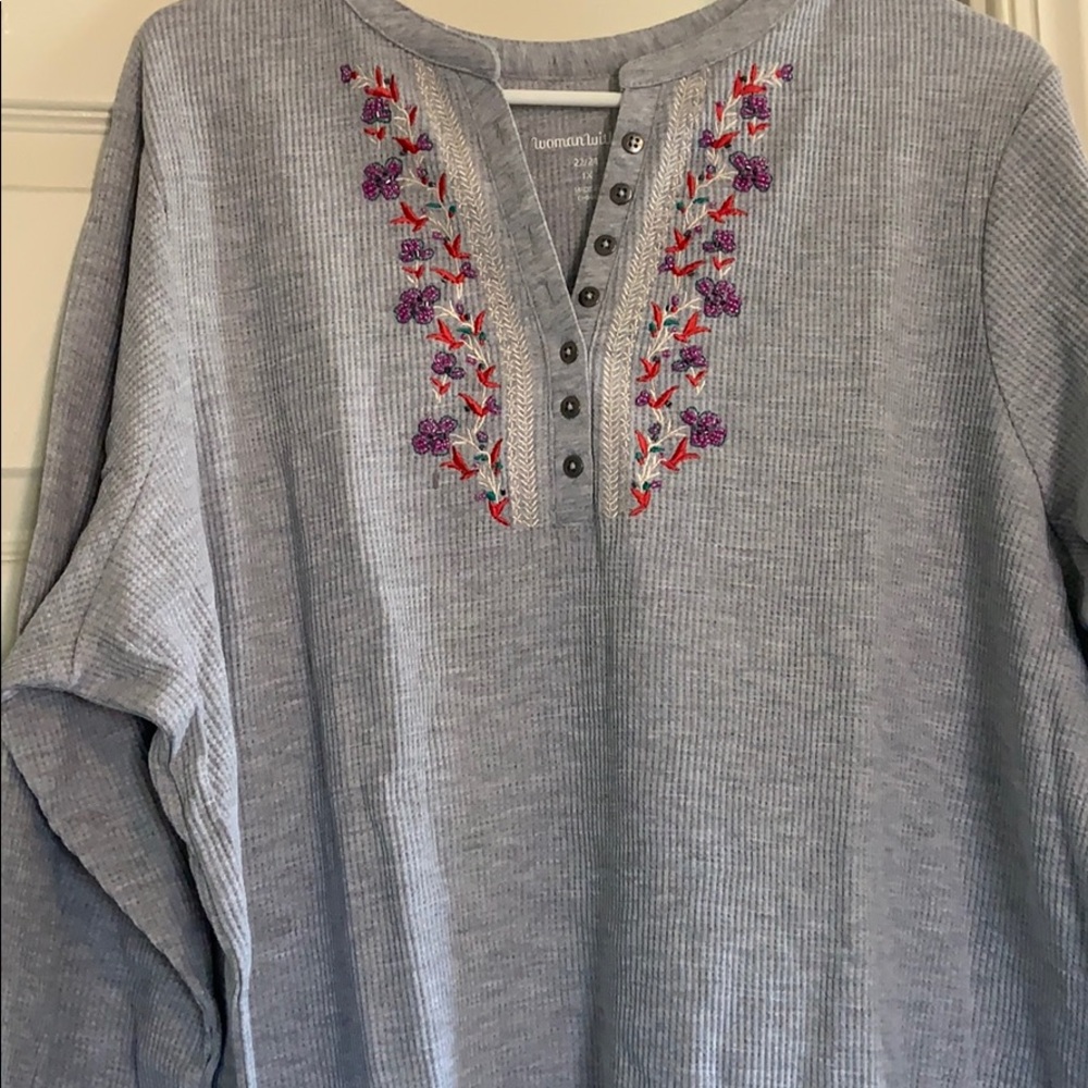 Women Within grey long sleeve shirt
